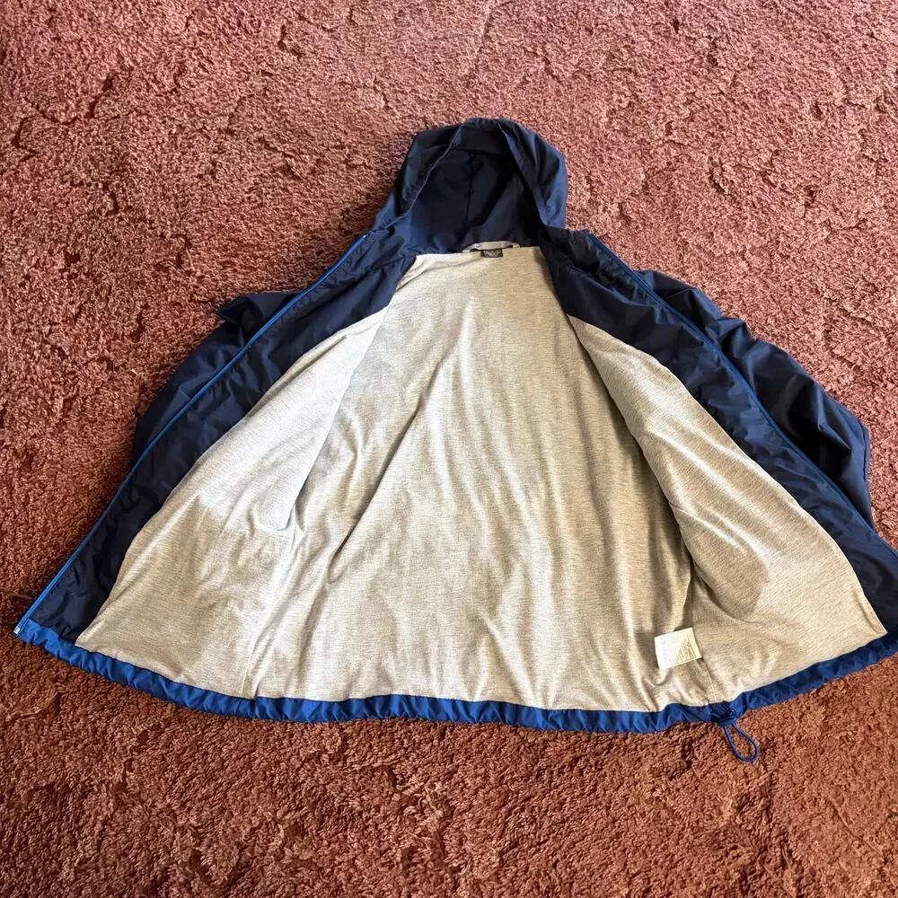 VTG Nike Blue Navy Yellow Color Block Lined Hooded Windbreaker 90's Sportswear L